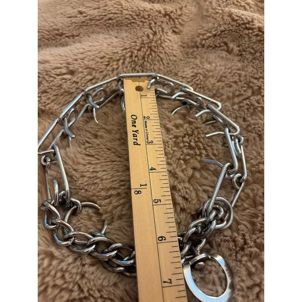 Silver Metal Prong Dog Training Collar Martingale Chain Link Heavy Duty 18 Inch